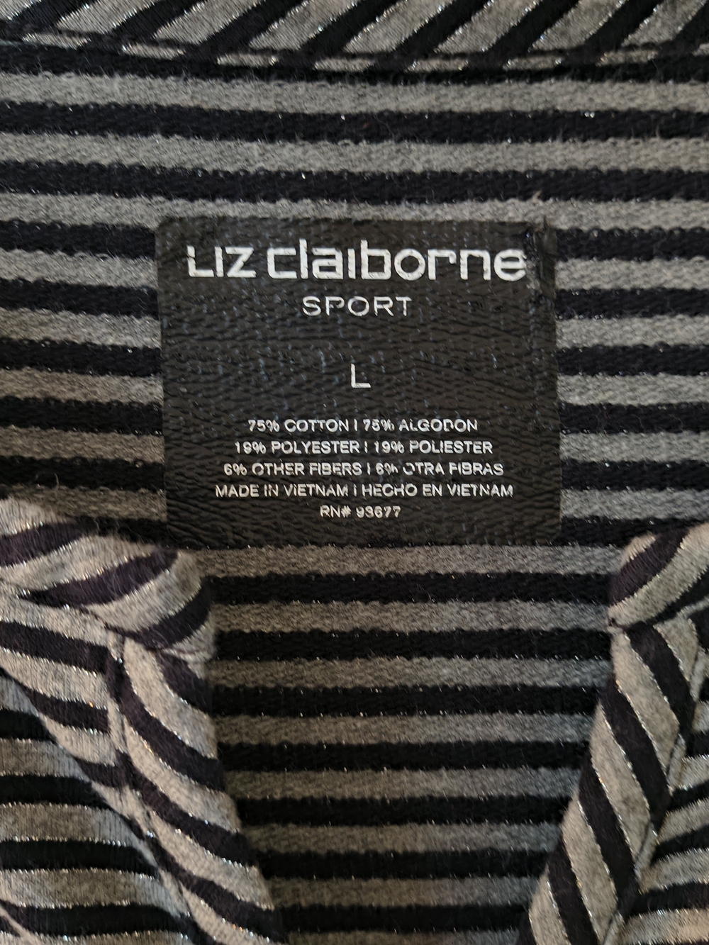 Liz Claiborne Sport Striped Knit Top - Black & Gray - Picture 3 of 4